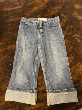 Kids Blue Rolled-Cuff Denim Capris